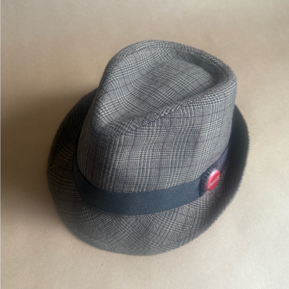 Men's Gray Plaid Trilby Hat with Black Band